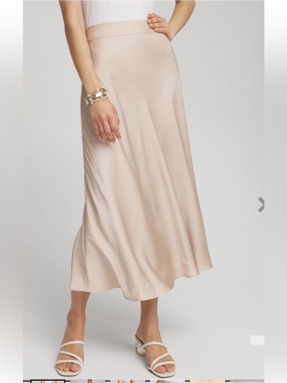 Black Label by Chico’s Champagne Satin A-Line Maxi Skirt Size 12 New - Picture 4 of 11